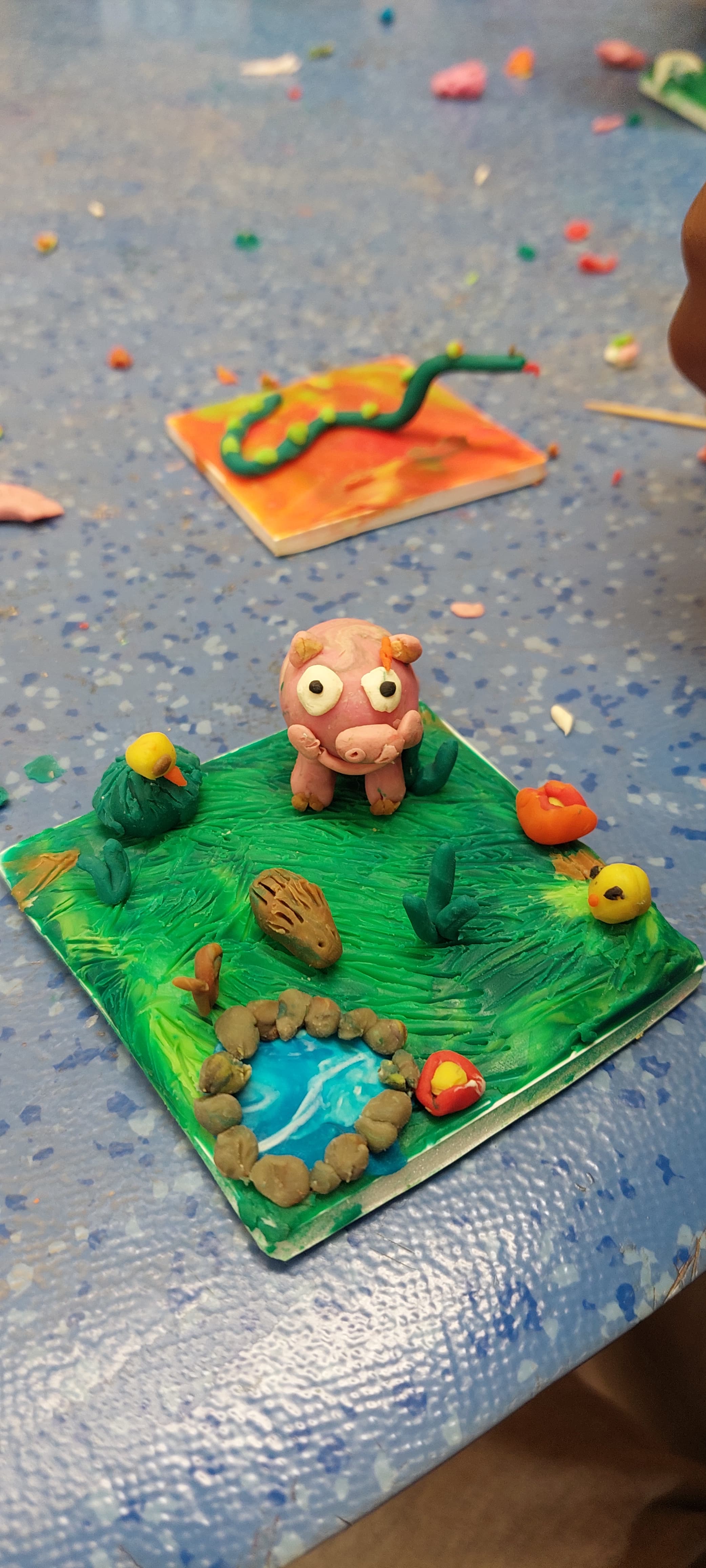 Animal sculptures in modelling clay